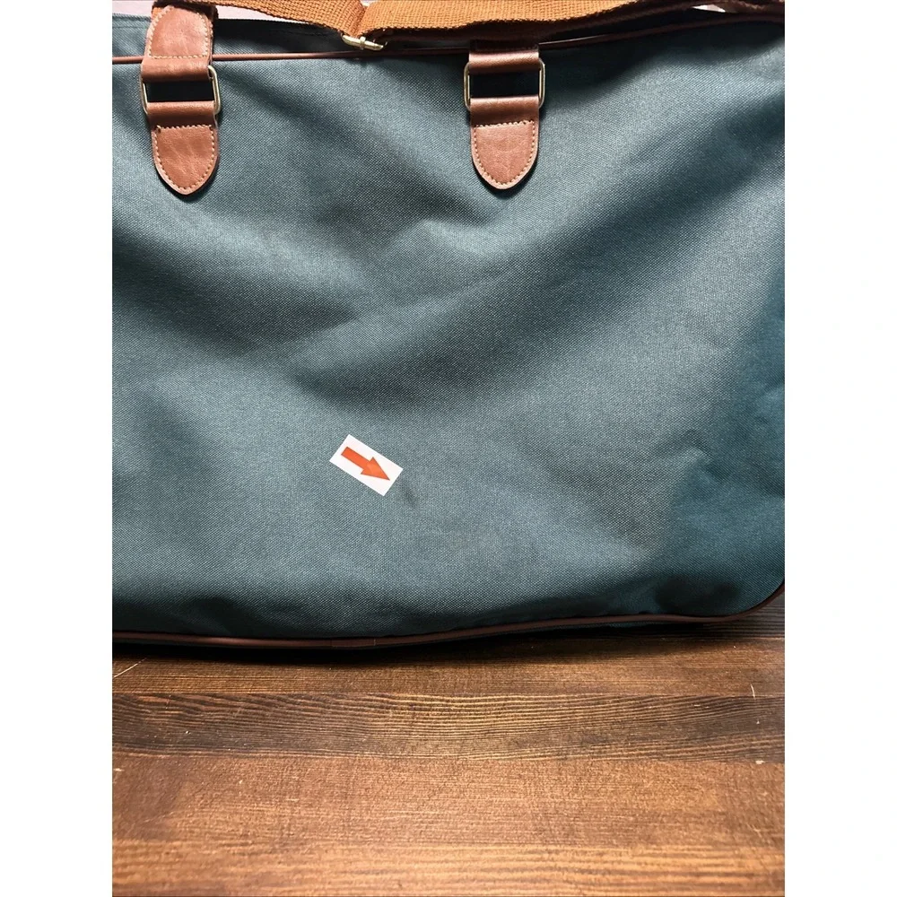 Polo Ralph Lauren‎ Duffle Bag Green Canvas Brown Trim Weekender Travel Luggage